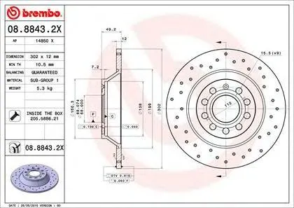 BREMBO 0888432X Диск тормозной Xtra зад