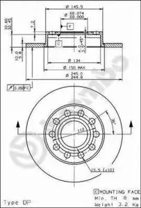 BREMBO 08913611 Диск тормозной , окрашенный