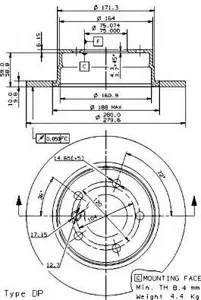 BREMBO 08978711 Диск тормозной , окрашенный