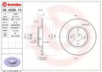 BREMBO 08A29810 Диск тормозной
