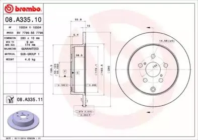 BREMBO 08A33510 Диск тормозной