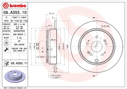 BREMBO 08A35511 Диск тормозной , окрашенный
