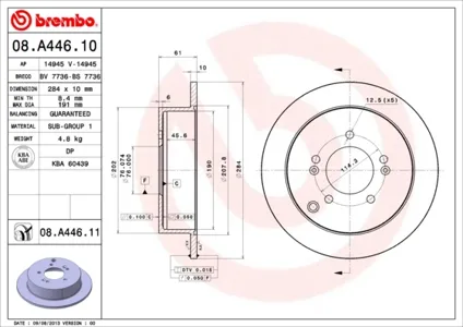 BREMBO 08A44611 Диск тормозной , окрашенный