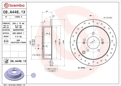 BREMBO 08A4461X Тормозной диск