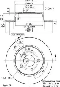 BREMBO 08A73711 Торм.диск задний