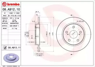 BREMBO 08A91210 Диск тормозной