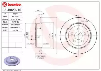 BREMBO 08B02910 Диск тормозной