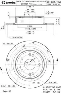 BREMBO 08B27111 Диск тормозной , окрашенный