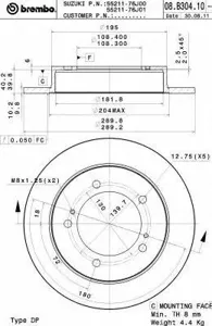 BREMBO 08B30410 Диск тормозной