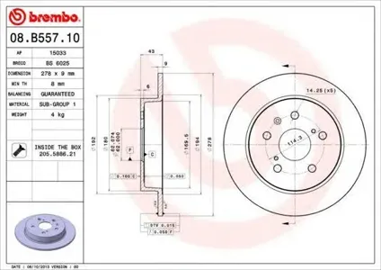 BREMBO 08B55710 Диск тормозной
