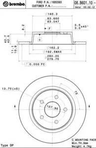 BREMBO 08B60110 Диск тормозной