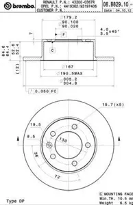 BREMBO 08B82910 Диск тормозной
