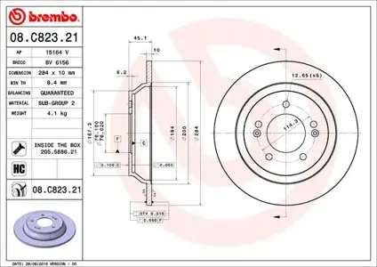 BREMBO 08C82321 Тормозной диск
