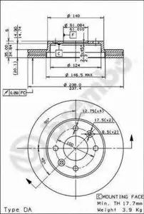 BREMBO 09314814 Диск торм.перед.вент.
