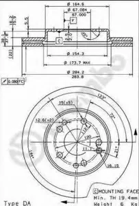 BREMBO 09486934 Диск торм.перед.вент.