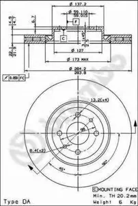 BREMBO 09493911 Диск торм.вент.