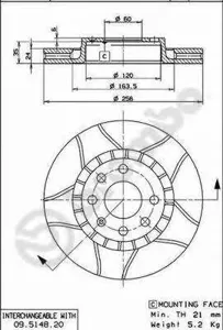 BREMBO 09514876 Тормозной диск