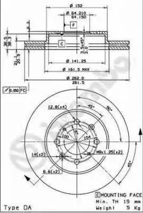 BREMBO 09550914 Диск торм.перед.вент.