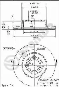 BREMBO 09571010 Диск торм.перед.вент.