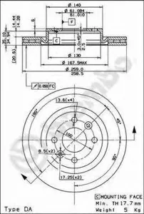BREMBO 09580221 Диск торм.вент.