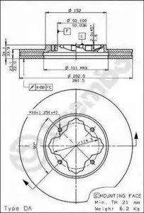 BREMBO 09580410 Диск торм.перед.вент.