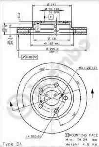 BREMBO 09584410 Диск торм.перед.вент.