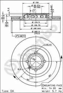 BREMBO 09672810 Диск торм.перед.вент.
