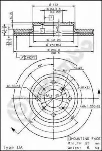 BREMBO 09675210 Диск торм.перед.вент.