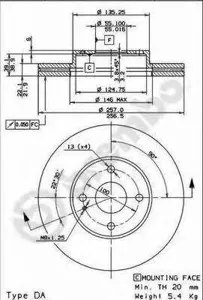BREMBO 09677114 Диск торм.перед.вент.