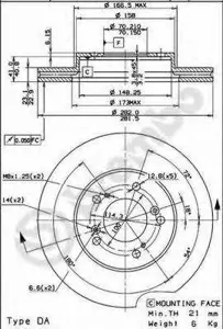 BREMBO 09689314 Диск торм.перед.вент.