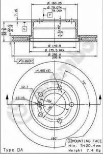 BREMBO 09692411 Диск торм.вент.
