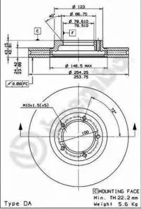 BREMBO 09696714 Диск торм.перед.вент.