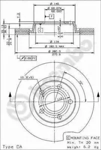 BREMBO 09719611 Диск торм.вент.