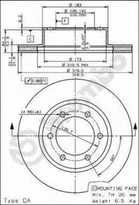 BREMBO 09722611 Диск торм.вент.
