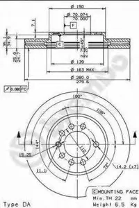 BREMBO 09762911 Диск торм.перед.вент.