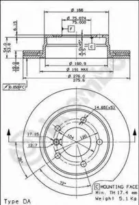 BREMBO 09772711 Диск торм.задний вентилируемый