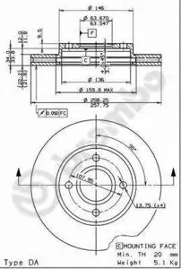 BREMBO 09780611 Диск торм.вент.