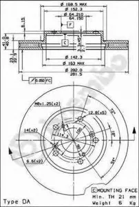 BREMBO 09793211 Диск торм.вент.