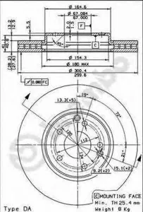 BREMBO 09830421 Диск торм.перед.вент.