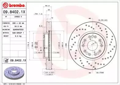 BREMBO 0984021X Диск тормозной Lexus GS300GS400 97>IS200IS300 99>03 передний вент.