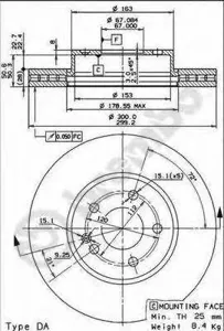 BREMBO 09840411 Диск торм.вент.
