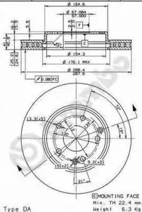 BREMBO 09841111 Диск торм.вент.