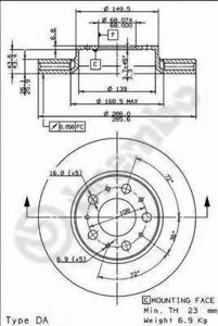 BREMBO 09863311 Диск торм.перед.вент.
