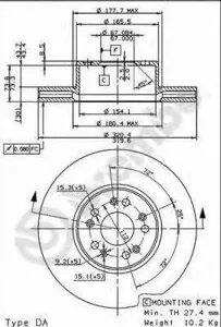 BREMBO 09872610 Диск торм.перед.вент.