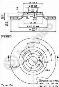 BREMBO 09884131 Диск торм.перед.вент.