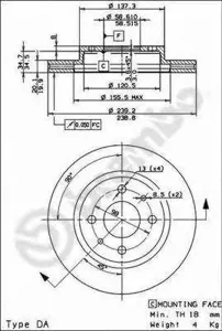 BREMBO 09889414 Диск торм.перед.вент.