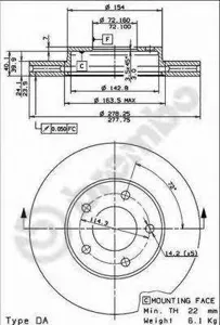 BREMBO 09895311 Диск торм.вент.