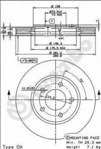 BREMBO 09897710 Диск торм.перед.вент.