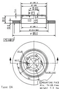 BREMBO 09942511 Диск торм.задний вентилируемый