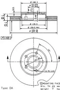 BREMBO 09946414 Диск торм.перед.вент.